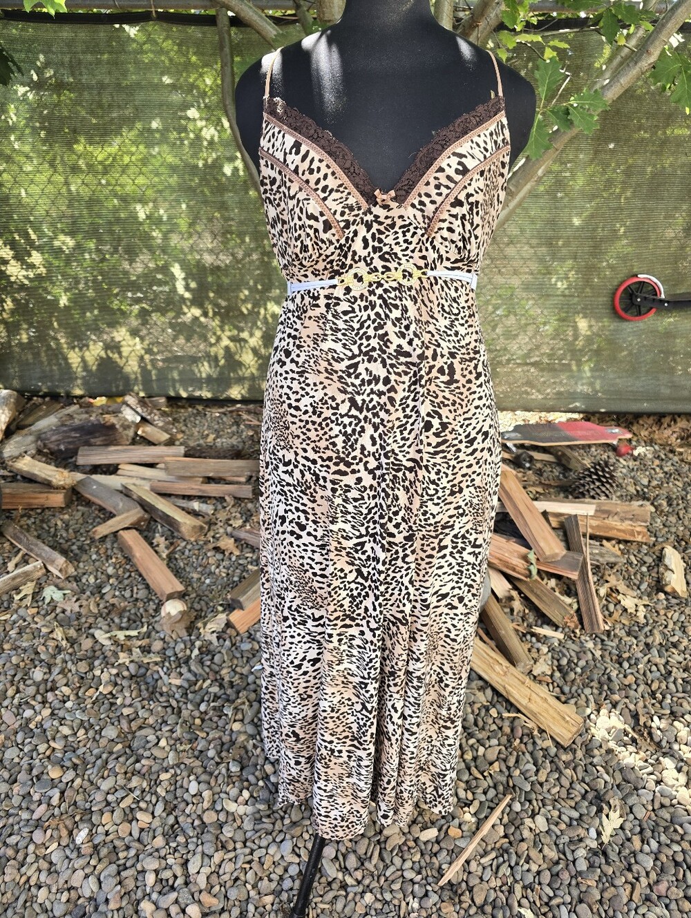 Vtg 90's Leopard-Print Midi Slip Dress Mob Wife Grunge Sleek Whimsigoth Indie